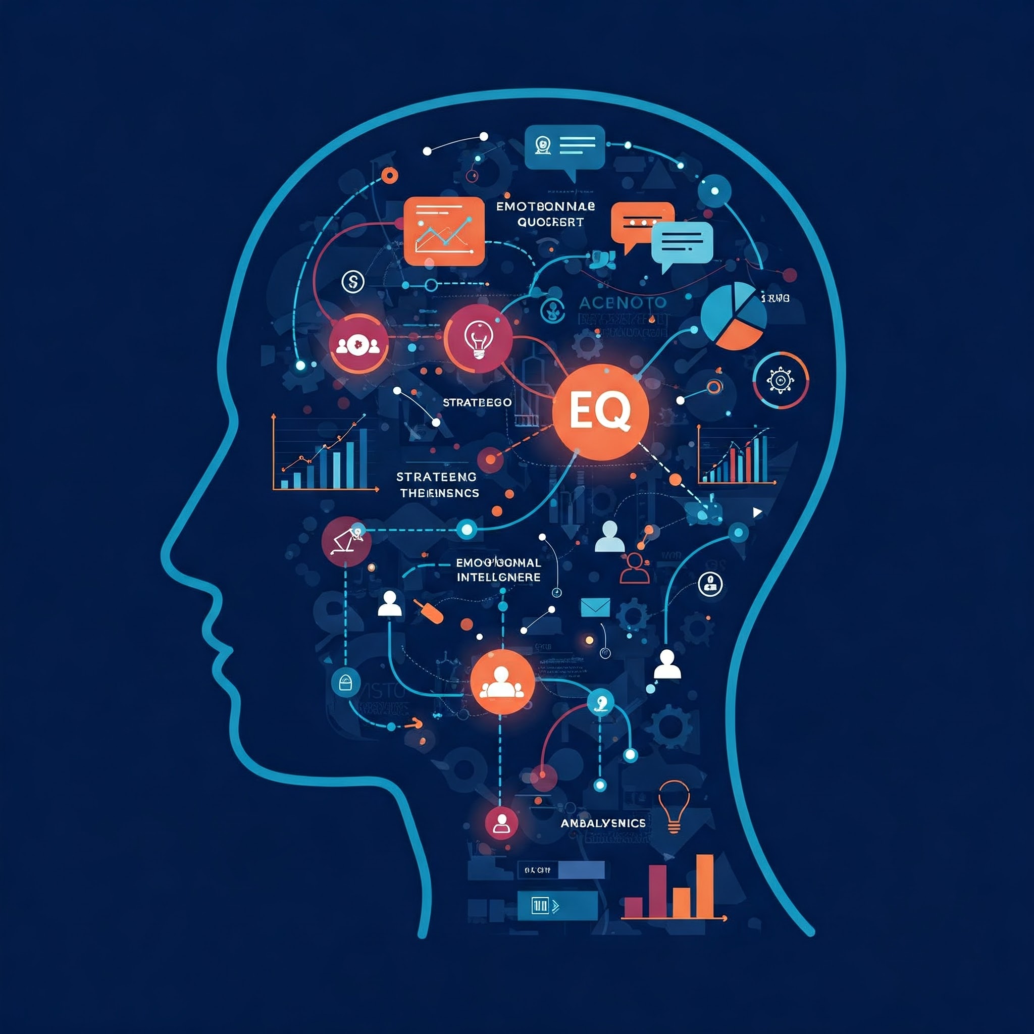 Abstract representation of different forms of intelligence within a leader's mind